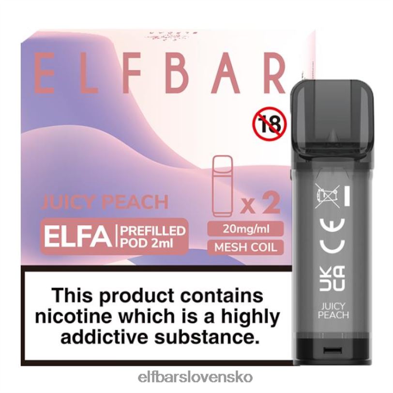 RNB6H125 elfbar elfa naplnená tobolka - 2 ml - 20 mg (2 balenia) šťavnatá broskyňa elektronické cigarety