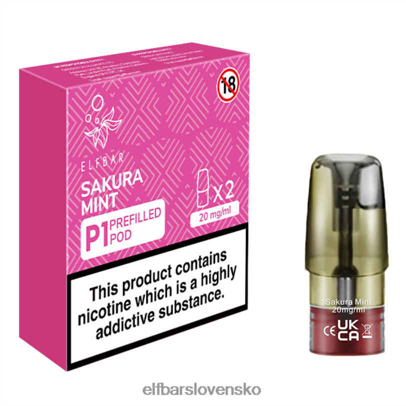 RNB6H167 elfbar mate 500 p1 naplnené struky - 20 mg (2 balenia) mäta sakura jedna farba elektronické cigarety